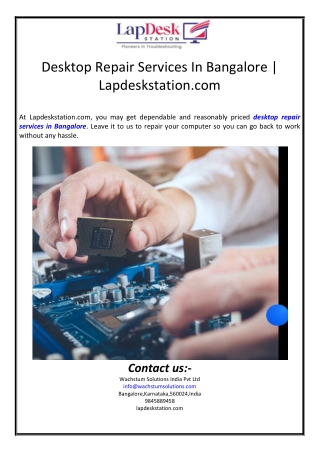 Desktop Repair Services In Bangalore | Lapdeskstation.com