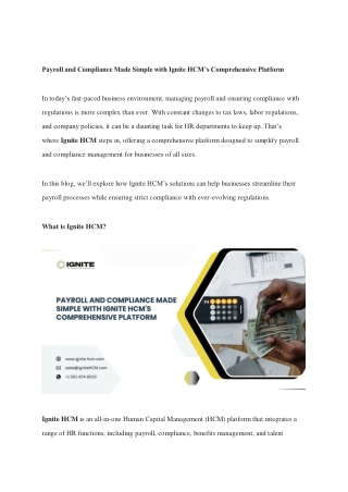 Payroll and Compliance Made Simple with Ignite HCM’s Comprehensive Platform