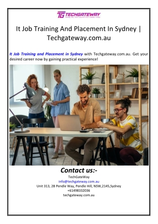 It Job Training And Placement In Sydney | Techgateway.com.au