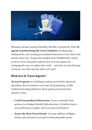 AI Agents Revolutionizing Travel Your Ultimate Guide to Smart Travel Planning