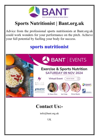 Sports Nutritionist | Bant.org.uk