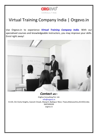 Virtual Training Company India | Orgevo.in