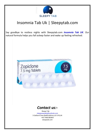 Insomnia Tab Uk | Sleepytab.com