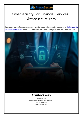 Cybersecurity For Financial Services | Atmossecure.com