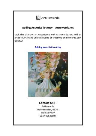 adding an artist to artsy artrewards net