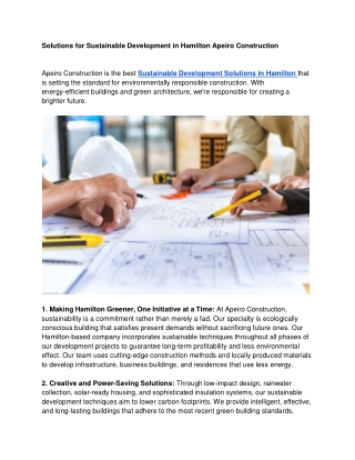 solutions for sustainable development in hamilton