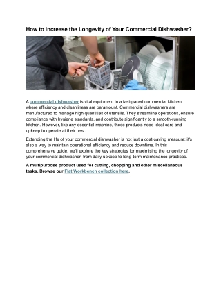 How to Increase the Longevity of Your Commercial Dishwasher