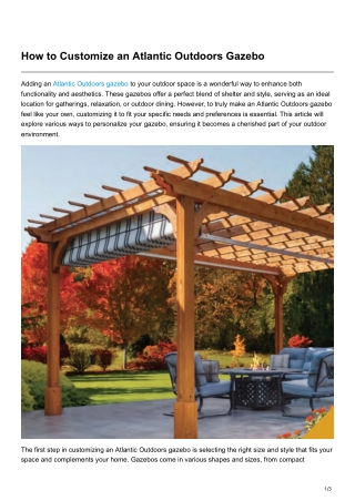How to Customize an Atlantic Outdoors Gazebo