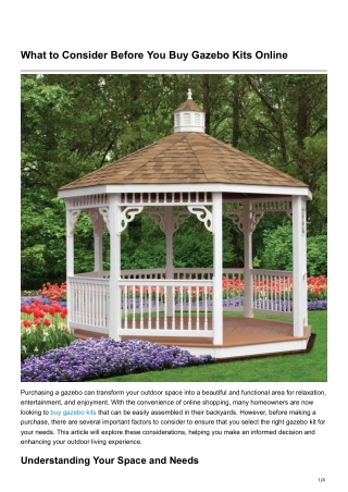 What to Consider Before You Buy Gazebo Kits Online