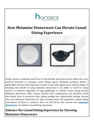 How Melamine Dinnerware Can Elevate Casual Dining Experience