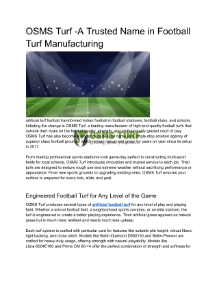 osms turf a trusted name in football turf