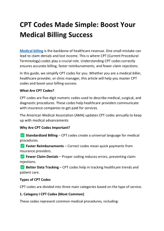 cpt codes made simple boost your medical billing