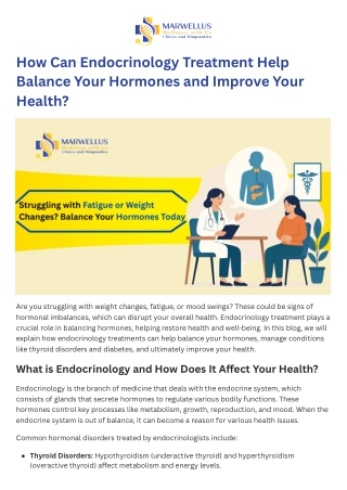 How Can Endocrinology Treatment Help Balance Your Hormones and Improve Your Health