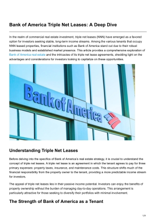Bank of America Triple Net Leases A Deep Dive