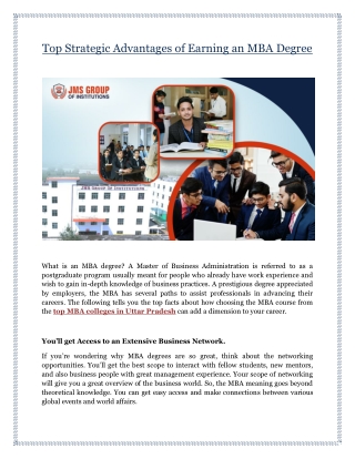 Top Strategic Advantages of Earning an MBA Degree