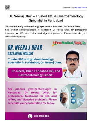 Dr. Neeraj Dhar – Trusted IBS & Gastroenterology Specialist in Faridabad