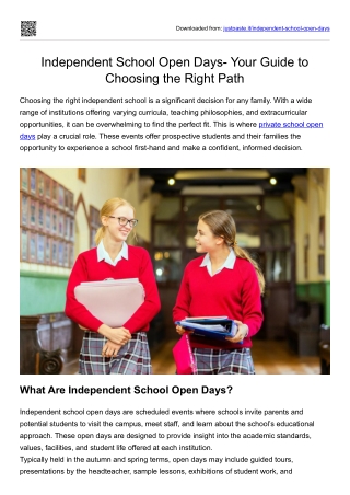 Independent School Open Days- Your Guide to Choosing the Right Path