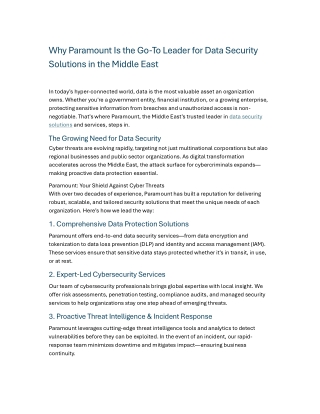 Why Paramount Is the Go-To Leader for Data Security Solutions in the Middle East