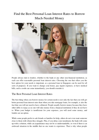 Find the Best Personal Loan Interest Rates to Borrow Much-Needed Money