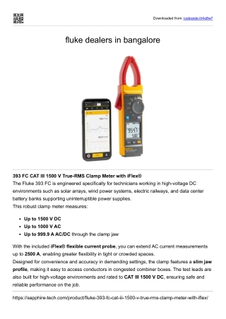 fluke dealers in bangalore