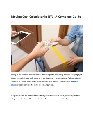 moving cost calculator in nyc a complete guide