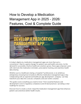 Develop a Medication Management App