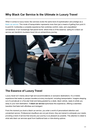 Why Black Car Service Is the Ultimate in Luxury Travel