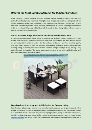 What is the Most Durable Material for Outdoor Furniture