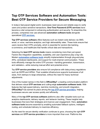 Top OTP Services Software and Automation Tools_ Best OTP Service Providers for Secure Messaging