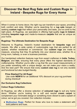 Discover the Best Rug Sale and Custom Rugs in Ireland - Bespoke Rugs for Every Home