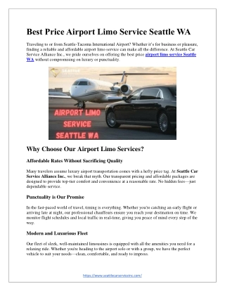 Best Price Airport Limo Service Seattle WA