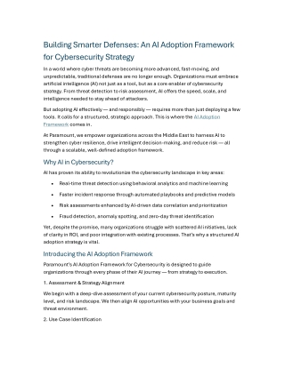 Building Smarter Defenses An AI Adoption Framework for Cybersecurity Strategy