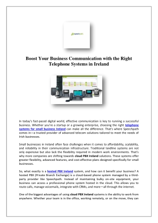 Telephone Systems For Small Business Ireland | Speechpath