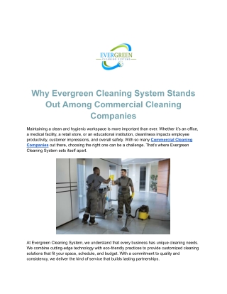 Reliable Office Cleaning Companies – Evergreen Cleaning System