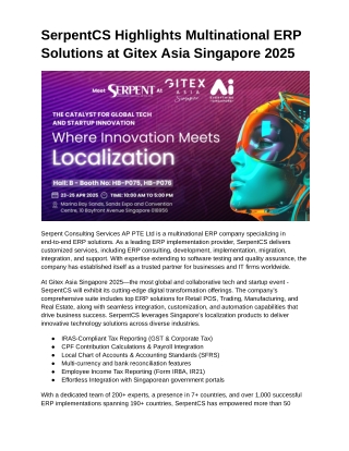 SerpentCS Showcases ERP Solutions Singapore at GITEX 2025
