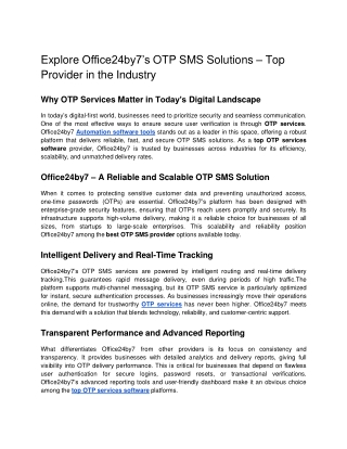 Explore Office24by7s OTP SMS Solutions  Top Provider in the Industry.docx  Google Docs