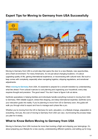 Expert Tips for Moving to Germany from USA Successfully
