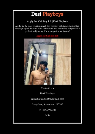 Apply For Call Boy Job | Desi Playboys