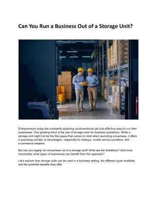 Can You Run a Business Out of a Storage Unit?