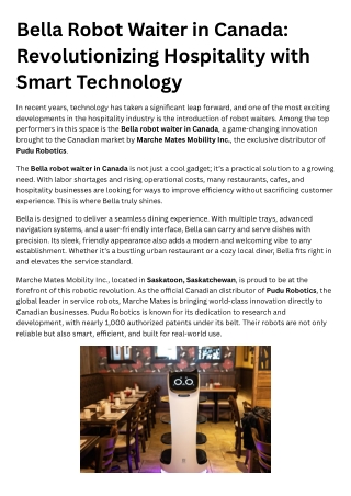 Bella Robot Waiter in Canada – Smart Dining Solution for Modern Businesses