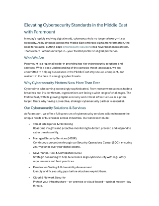 Elevating Cybersecurity Standards in the Middle East with Paramount