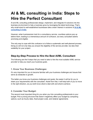 ai ml consulting in india steps to hire