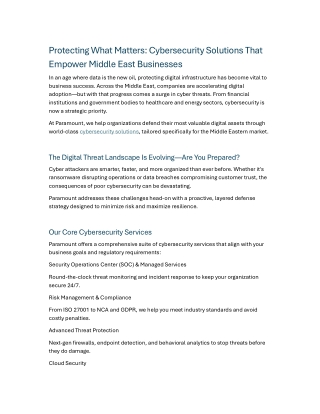 Protecting What Matters Cybersecurity Solutions That Empower Middle East Businesses