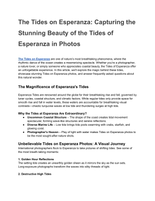 The Tides on Esperanza_ Capturing the Stunning Beauty of the Tides of Esperanza in Photos