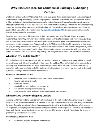 Why RTUs Are Ideal for Commercial Buildings & Shopping Centers.Doc