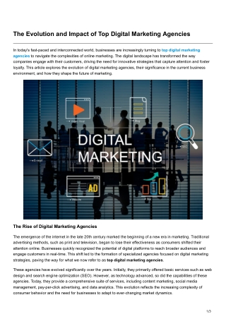 The Evolution and Impact of Top Digital Marketing Agencies