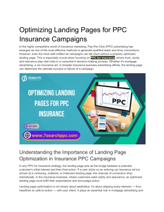 optimizing landing pages for ppc insurance