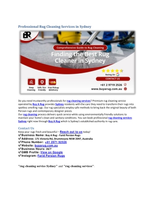 Professional Rug Cleaning Services in Sydney