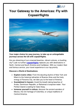 Your Gateway to the Americas Fly with Copaairflights