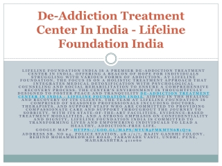 Rehabilitation Center In India - Lifeline Foundation India